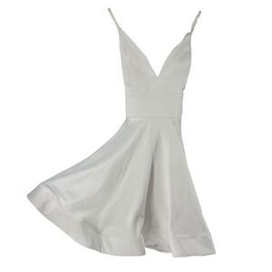 Dainty Hooligan Dress White Size L Mini Full Skirt V Neck Open Back Marilyn Chic